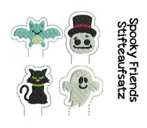 Stickserie - Spooky Friends Stifteaufsätze